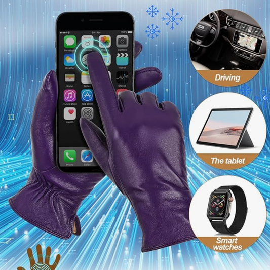Purple Leather Driving Gloves