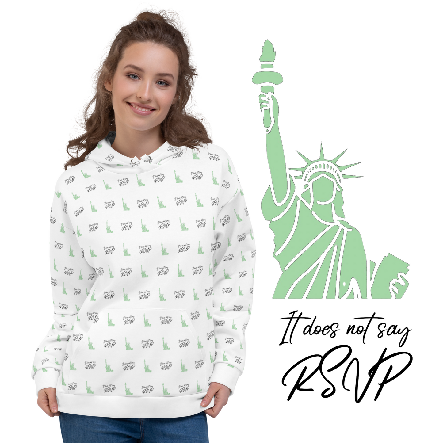 Clueless Inspired Hoodie Statue of Liberty Sweatshirt It Does Not Say RSVP