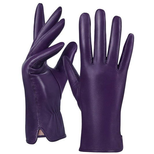 Purple Leather Driving Gloves
