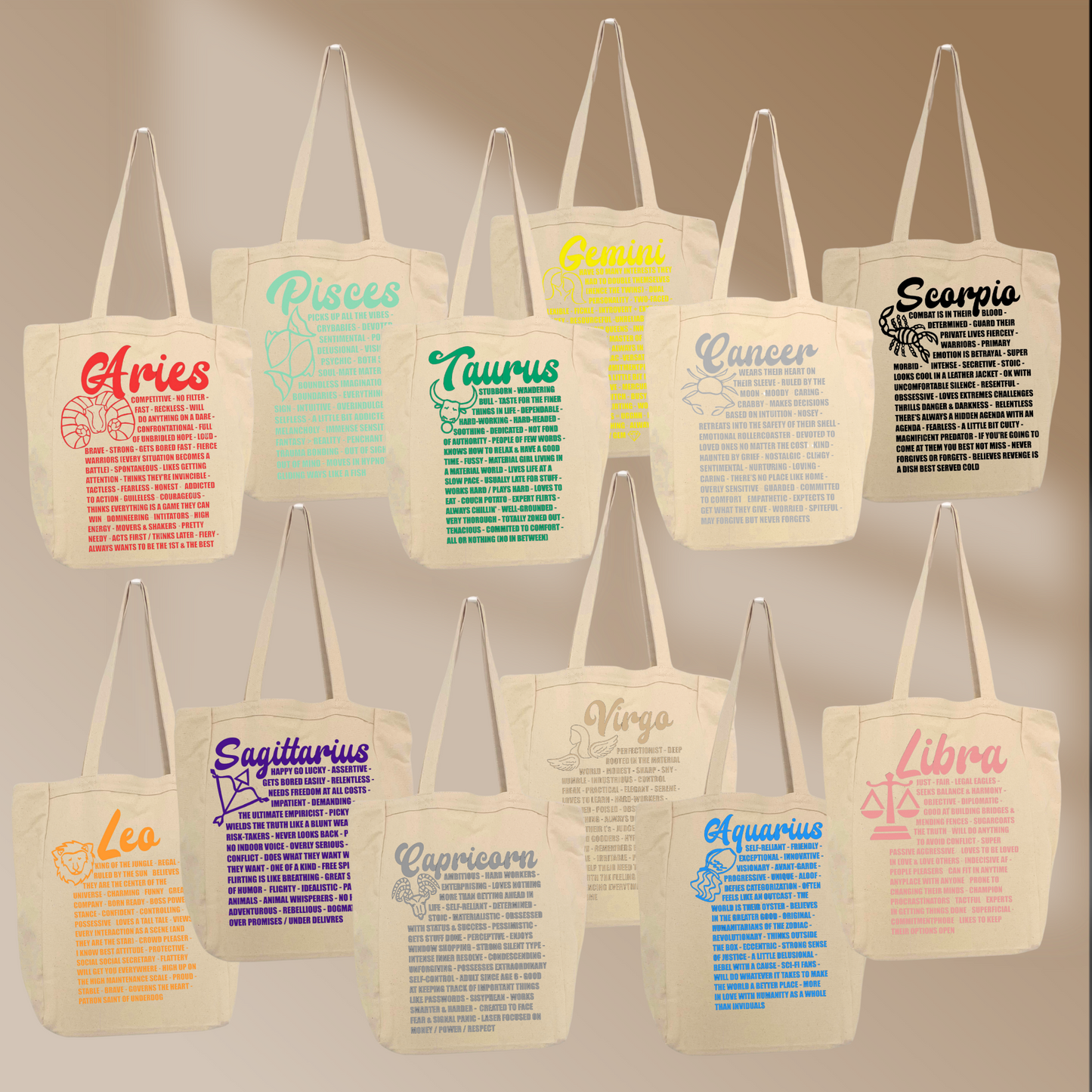 Libra Totes Zodiac Facts Canvas Bag