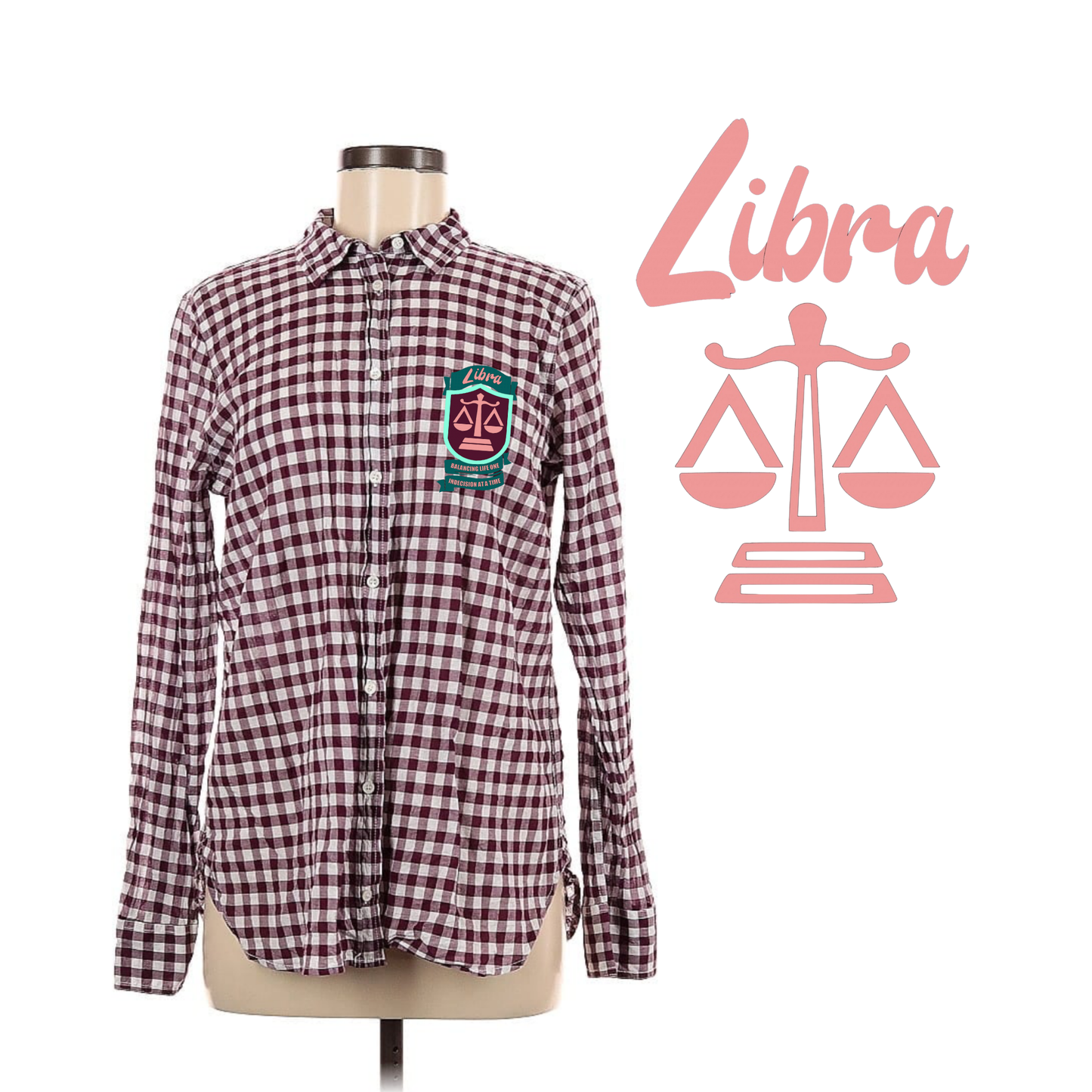 Libra Upcycled Oxford Shirt Zodiac Sign Gift Custom Shirt