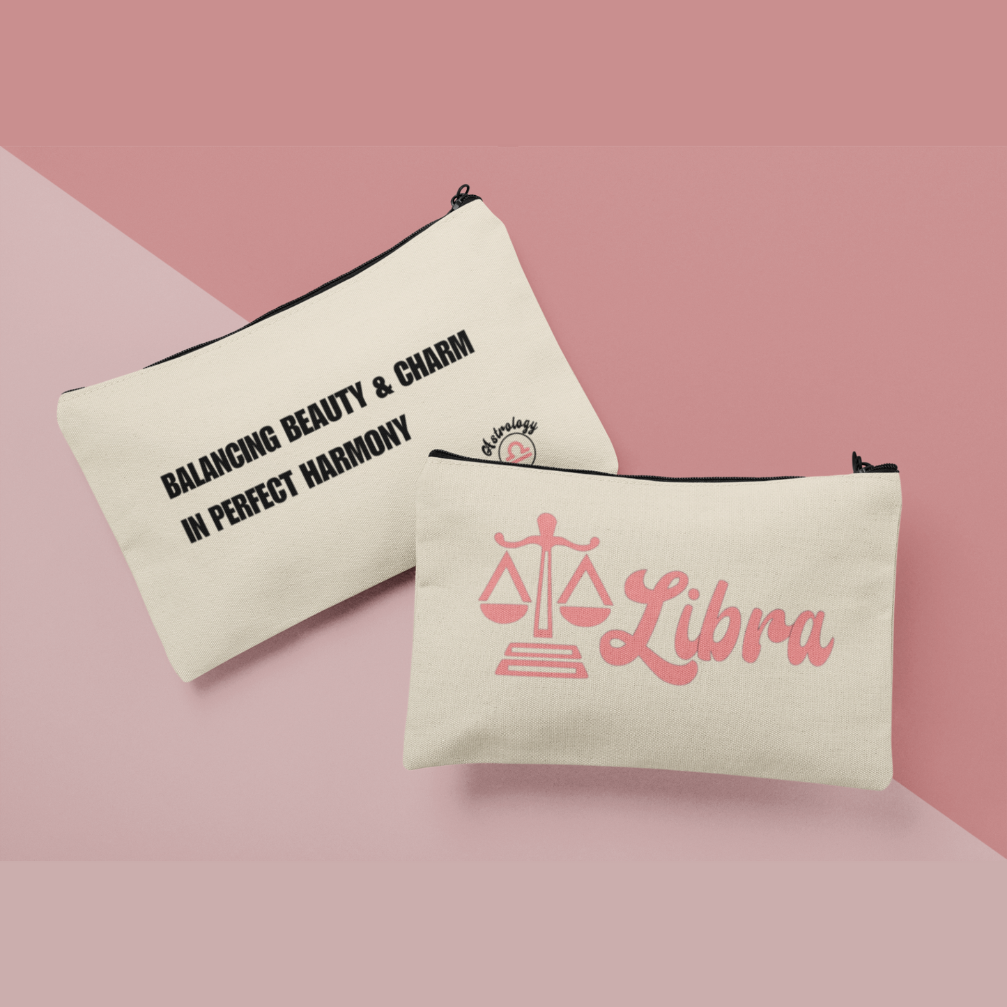 Libra Zodiac Canvas Zippered Beauty Bag