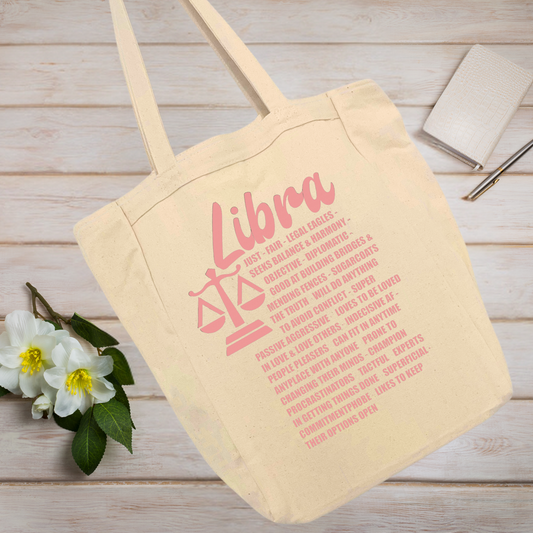 Libra Totes Zodiac Facts Canvas Bag